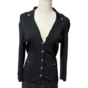 Vintage Adamo Black Silk Button Down Sweater Sz S